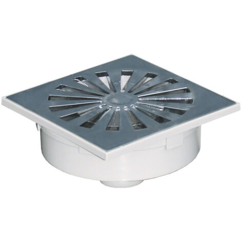 Siphonette 150x150mm sortie verticale Ø50 - Grille chromée