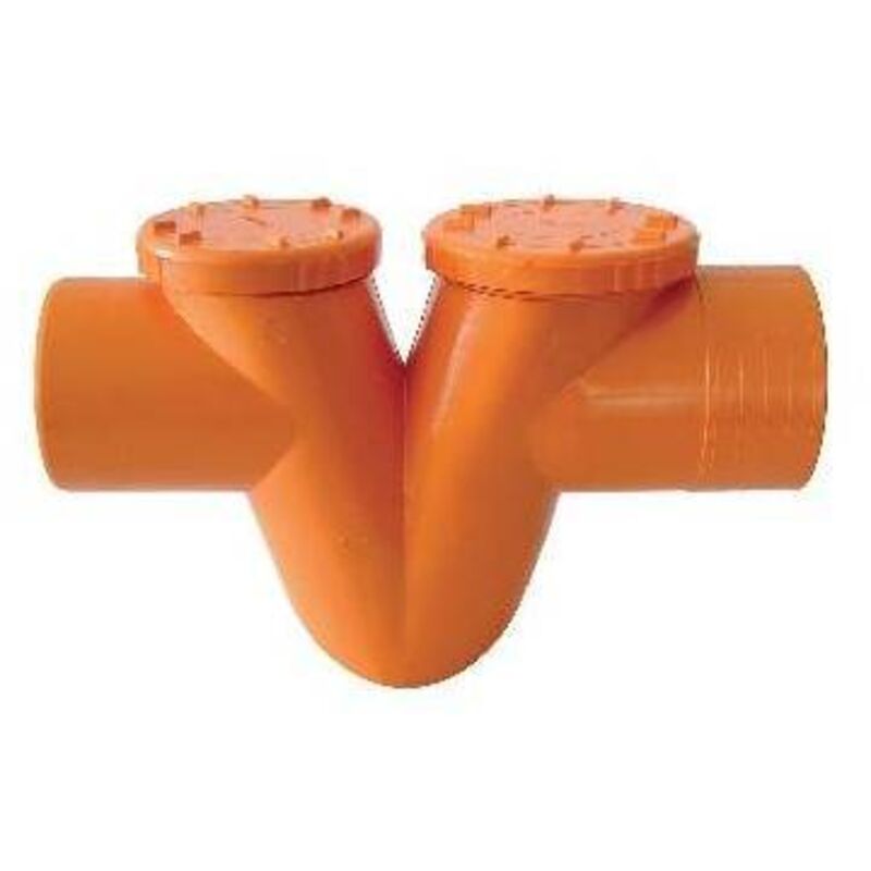 Siphons horizontaux 2 bouchons en pvc rouge v »