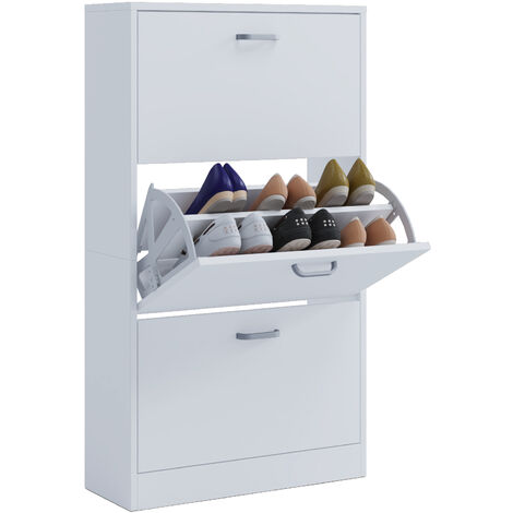 Sipos L Armoire à chaussures 3 tiroirs, blanc.