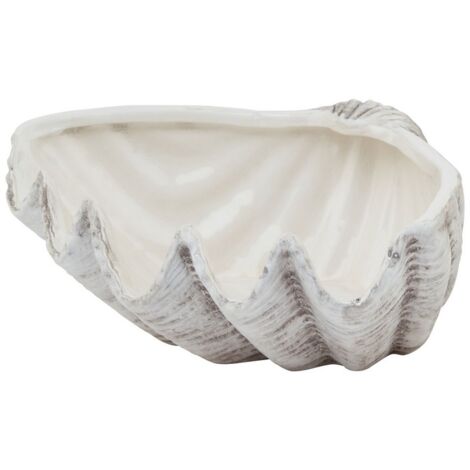 Siren Medium Shell Bowl Ornament - Ceramic - L21 x W28 x H10 cm - White