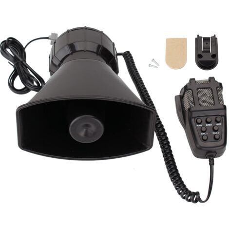 Sirena de coche con 7 sonidos, sirena de policía, altavoz amplificador, alarma de coche con micrófono PA, bocina PA de 12 V y 100 W, amplificador de sonido de emergencia