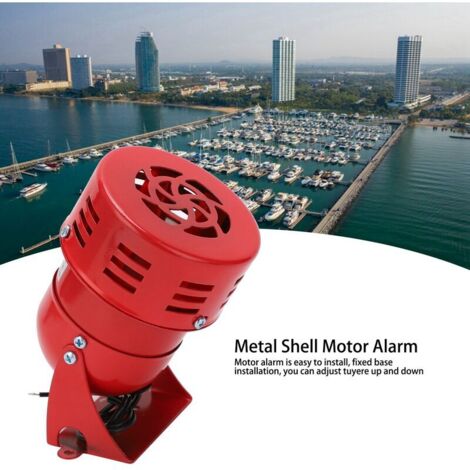 Sirena di allarme per esterni potente SJLERST AC110V MS-190 115dB, rossa, con filo motore, clacson in metallo, per uso industriale, nautico e BERM.