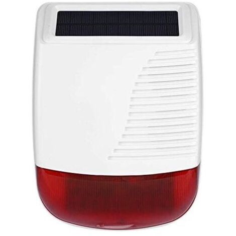 Sirena exterior inalámbrica alimentada por energía solar compatible con sistemas de alarma.