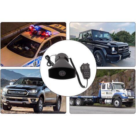 Sirena per auto con 7 suoni, sirena della polizia, amplificatore per altoparlanti, allarme per auto con microfono PA, 12 V, 100 W, amplificatore per suoni di emergenza