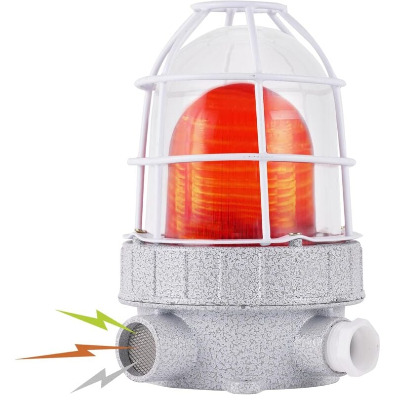Gotrays - Sirène Alarme anti-déflagrante Lumière de signal Stroboscopique avec 110 dB Alarme par lumière et son étanche pour pétrole chimique (220 v