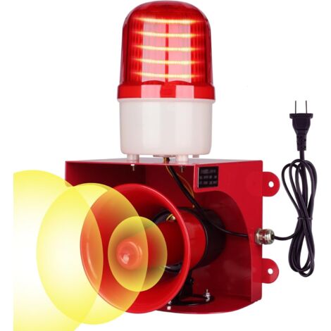 Sirène Alarme Lumineuse - 120 dB - Voyant Rouge Stroboscopique - Étanche IP55 - Pour Usine Bureau Chantier Extérieur - 1 Pièce