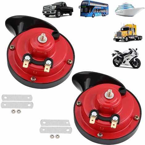 Sirène d'alarme Horns for Trucks 300DB Corne d'escargot électrique à air fort, Kit de klaxons étanches 12V Super fort pour camions, voitures, motos, vélos et bateaux 2 PCS