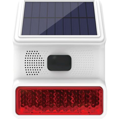 Sirène d'alarme Sirène extérieure solaire avec Fonction de lumière Clignotante LED Sirène extérieure sans Fil 433 MHz