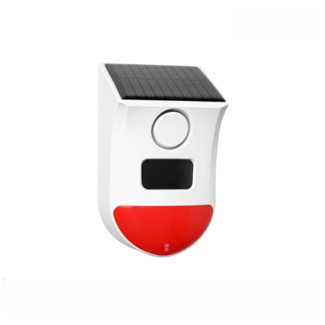 Sirène de sécurité solaire avec détection de mouvement PIR WiFi 2,4 GHz, double sensibilité, contrôle à distance via application, orientation à 360°, alerte de 120 dB pour usage extérieur.
