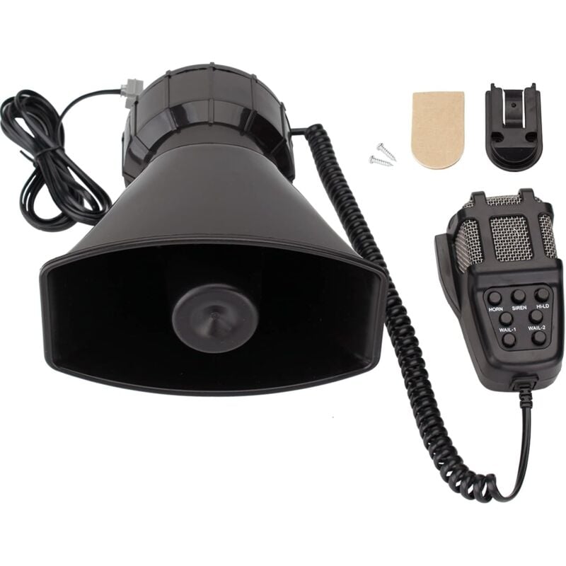 Tigrezy - Sirène de Voiture Avec 7 Sons Police Sirène Haut-Parleur Amplificateur Alarme Voiture Avec pa Micro 12V 100W pa Amplificateur de Son