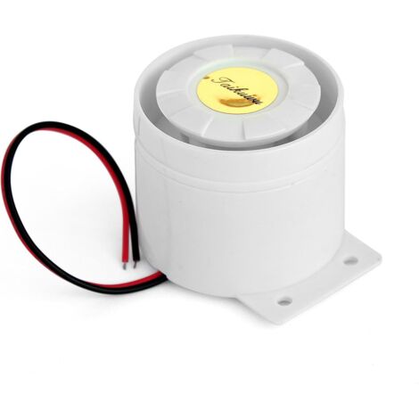 Sirène Filaire 120dB - 1 Unité - Plastique Blanc - Alarme Sécurité 12V - Maison Bureau Garage - 13cm