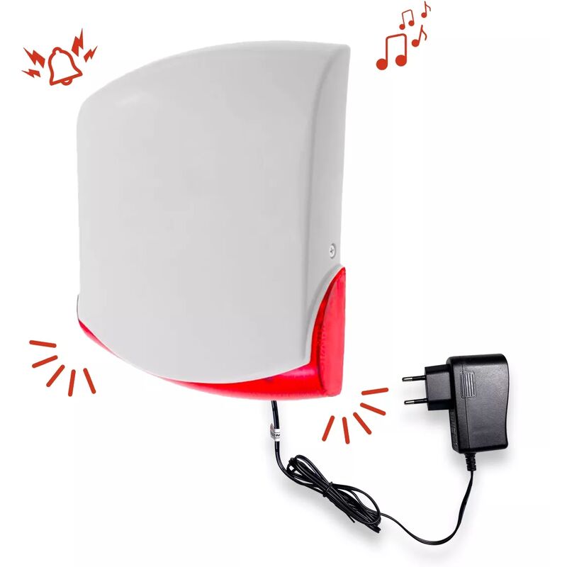 Sirène supplémentaire puissante 120 dB sans-fil haute-résistance IP55 avec flashs (gamme KP)