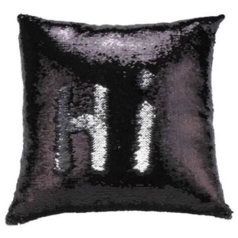 Sirène Sparkle Sequins Coussin Housse de coussin Taie d'oreiller Zippée 40x40cm (noir argent)