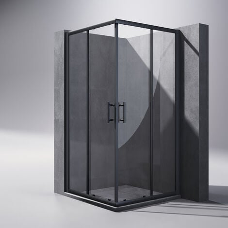 Mampara de ducha de esquina EX506 - 80 x 80 x 195 cm - con doble puerta  corredera - en cristal NANO