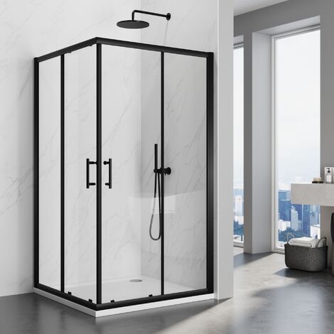 Gelco Sigma - Cabina de ducha 100x100 cm, R550, negro mate/cristal  transparente GS5510B