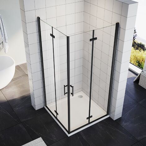 SIRHONA Cabine de douche pliante Cabine de douche d'angle Salle de bain Verre trempé nano nettoyant 6MM, charnière en alliage de zinc, cadre en aluminium (800x800mm)