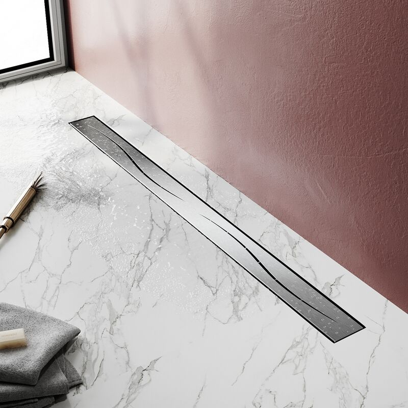 

SIRHONA Canaleta de Ducha con Sifón de Acero Inoxidable,Típo de Onda Desagüe de Ducha con Accesorio de Piso,con Tope de Olor y Tamiz de Pelo - 70 cm