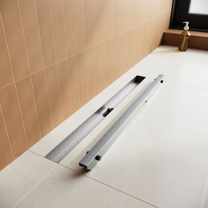 Caniveau de douche Bonde de sol de douche en acier inoxydable Conception étroite pour un drainage rapide Vidage douche,Longueur 30cm - Sirhona