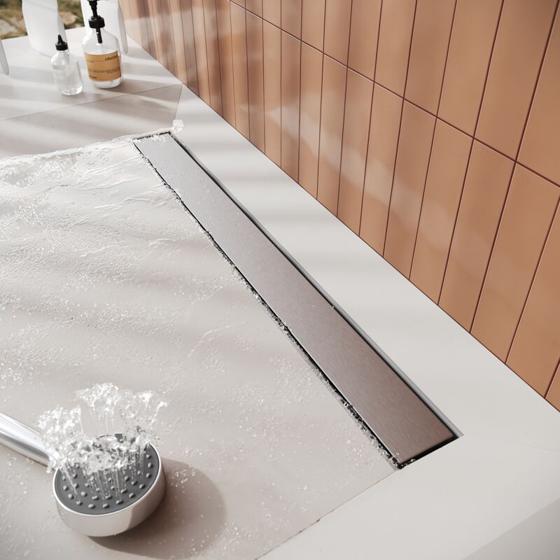 Sirhona - Caniveau de douche 70cm Panneau 2 en 1 Bonde de douche Caniveau de douche siphonné avec appareil désodorisant et filtre à cheveux