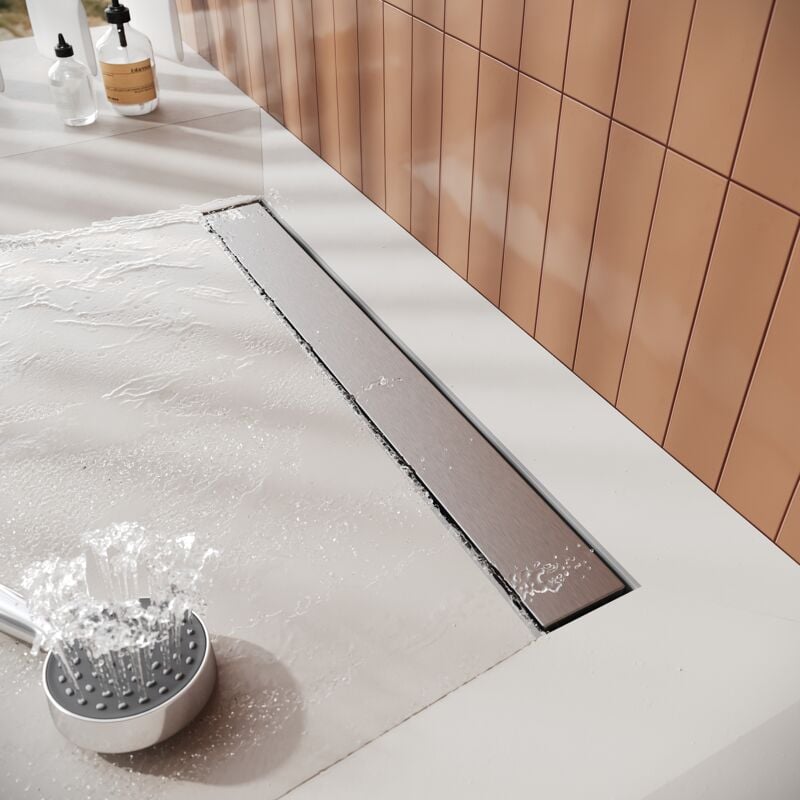 Sirhona - Caniveau de douche 50cm Panneau 2 en 1 Bonde de douche Caniveau de douche siphonné avec appareil désodorisant et filtre à cheveux