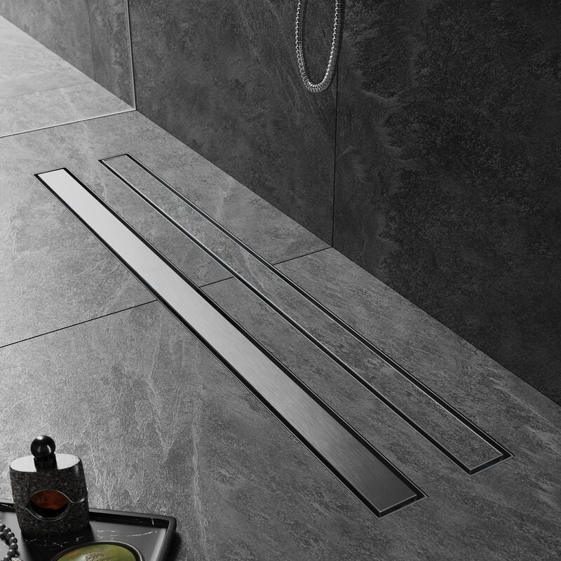 Caniveau Douche Italienne 110cm à carreler, Siphon de Sol Douche Modèle 2 en 1, Acier Inoxydable - Sirhona