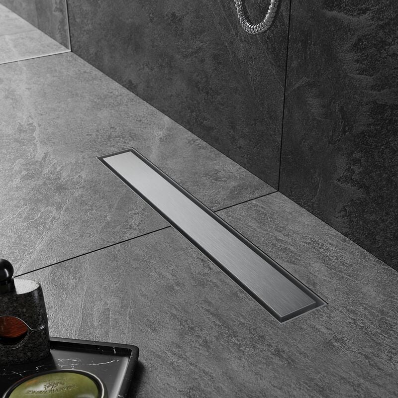 SIRHONA Caniveau Douche Italienne 50cm à carreler, Siphon de Sol Douche Modèle 2 en 1, Acier Inoxydable