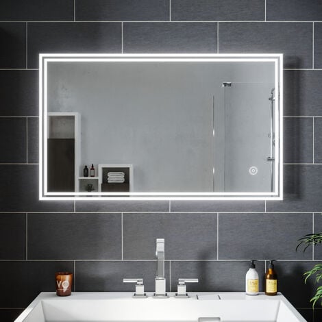baanio - Espejo LED Cuadrado para Baño con Luz Fría [Blanca] Square Light, Plata Ecológica