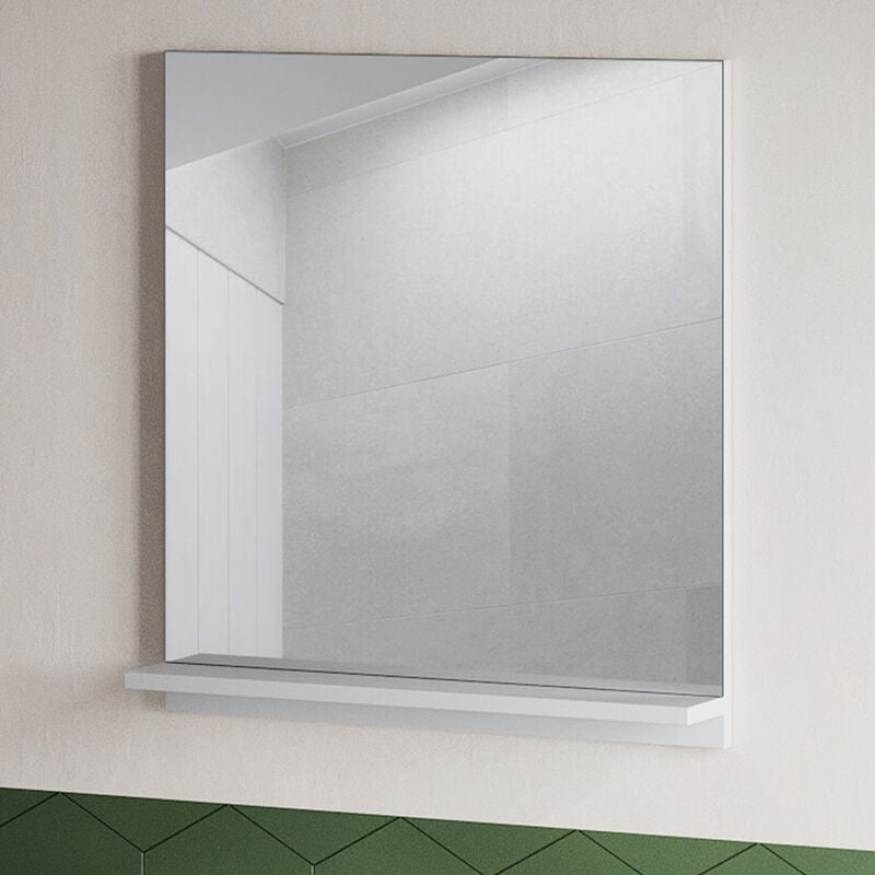 Sonni - Miroir de salle de bains Laiton/non-plomb 55 x 60 cm Miroir mural avec tablette en verre pour le rangement
