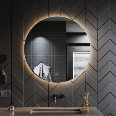 SIRHONA Miroir Rond Salle de Bain LED Miroir Lumineux Salle de Bain avec Eclairage Intégré, 3 températures de Couleur, Anti-buée, 80cm