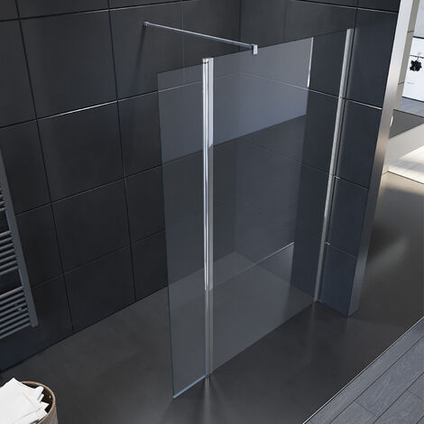 Sirhona – Pare-baignoire pliant 300 x 2000 mm – Panneaux latéraux en verre trempé 6 mm – Aluminium plaqué argent – Système d'axe rotatif