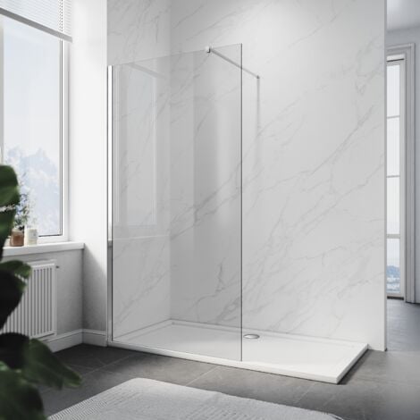 SIRHONA Paroi de Douche 110x200cm Walk-in Panneau Fixe,Verre Trempé de Sécurité Nano 8 mm,Ecran en Verre Facile à Nettoyer
