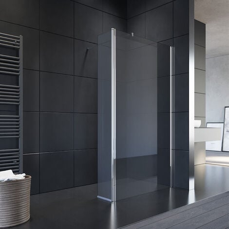 SIRHONA Paroi de douche avec volet pivotant + verre mobile 30 cm barre de fixation de 100cm découpable 8mm verre anticalcaire trempé 70 x 200 cm