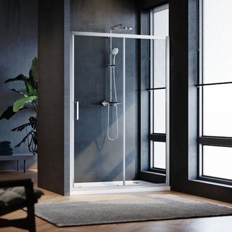 SIRHONA Porte de douche Coulissante Porte de douche coulissante réglable - Cadre en aluminium - Verre 5MM 120x185 cm