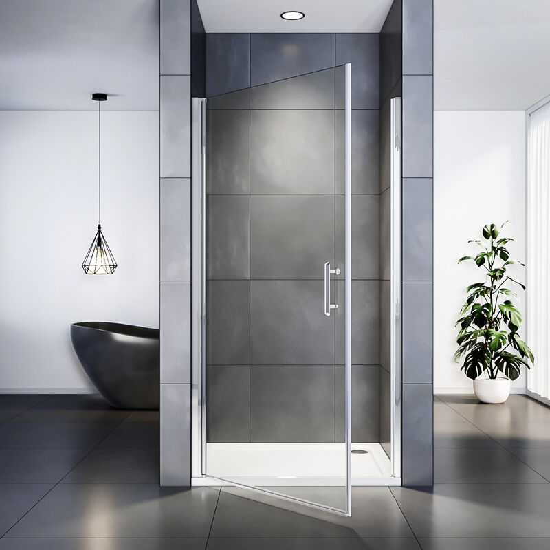 Porte de Douche 76 x 185 cm pivotante extensible verre trempé 6mm Joint de bas étanche Sirhona