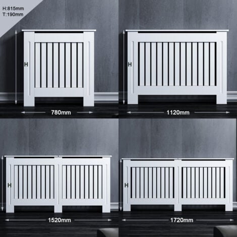 SONNI SIRHONA Radiatore Mobile Bianco Verticale Lamelle Laqué Armadio Radiatore Copertura 112x19x81cm Moyen