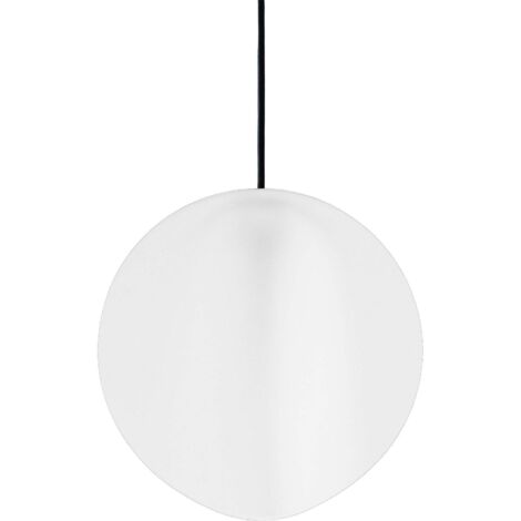 Sirio Suspension LED design en céramique blanche avec diffuseur en polycarbonate opale, lumière chaude 2700K, 8W, diamètre 24 cm, IP40