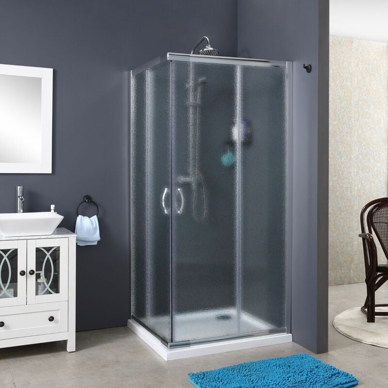 Siro - Cabine de douche coulissante d'angle 80x80 cm chrome/moulé