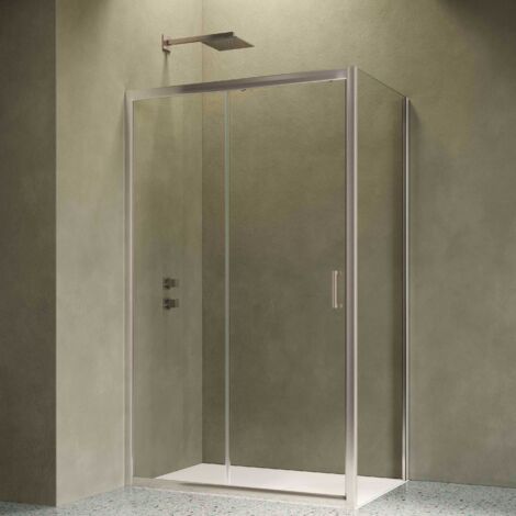 Siro - Eckduschkabine 100x90 cm mit 1 Schiebetür chrom/transparent