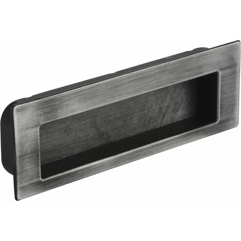 Siro Muschelgriff Nicola B 112 - Zinkdruckguss eisenfärbig gebürstet matt - Einlassmaß 106,5x31mm - Griffmulde für Möbel