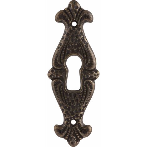 Siro Schlüsselschild Faial, 25x70mm - Schlüsselblech antik für Bartschlüssel, Zinkdruckguss altmessing brüniert