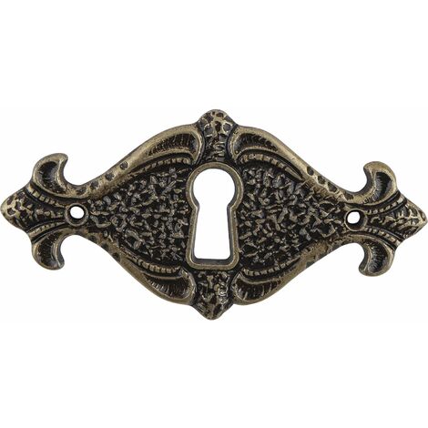 Siro Schlüsselschild Faial, 78x38mm - Schlüsselblech antik für Bartschlüssel, Zinkdruckguss altmessing brüniert