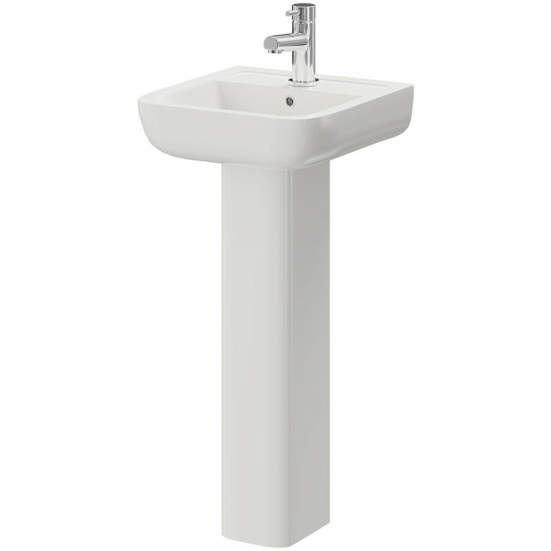 Wholesale Domestic Sirus 400mm Basin with 1 Tap Hole and Full Pedestal - White