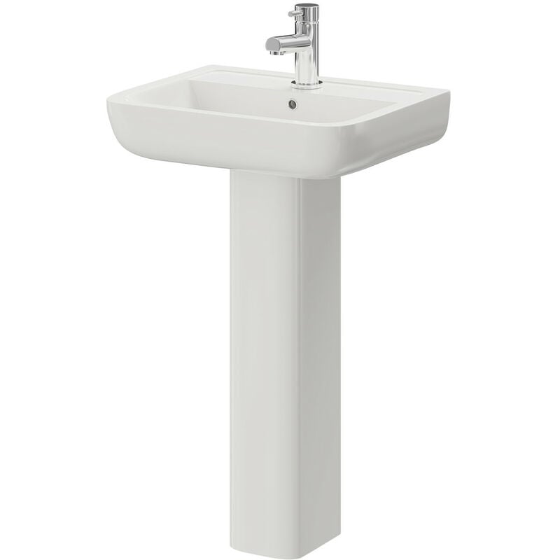 Sirus 520mm Basin with 1 Tap Hole and Full Pedestal - White - Wholesale Domestic