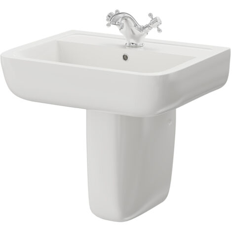 Sirus 520mm Basin with 1 Tap Hole and Semi Pedestal