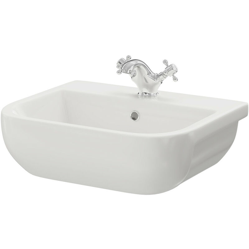 Sirus 520mm Semi Recessed Furniture Basin with 1 Tap Hole