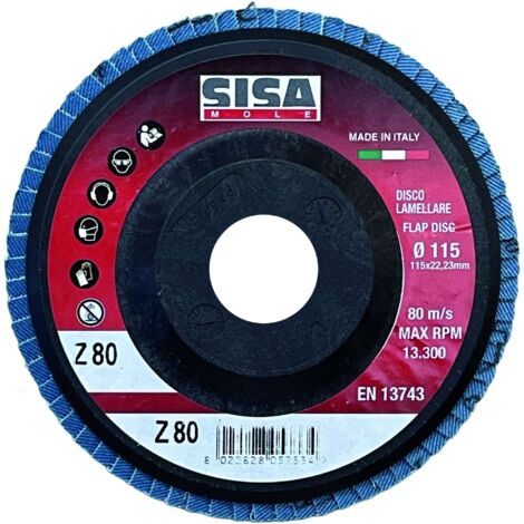 Sisa Mole DISCO LAMELLARE ALLO ZIRCONIO ÃƒÂƒÃ‚Â˜ mm. 115 - foro 22  grana 60 - 25 pezzi
