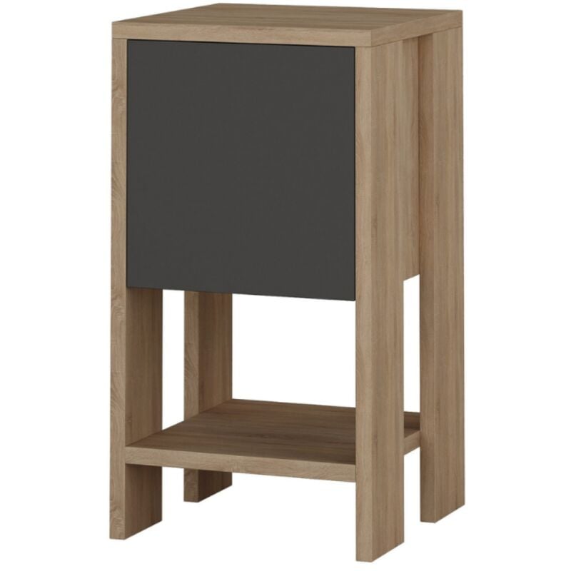 Table de chevet bois et gris avec rangement sisa - wood