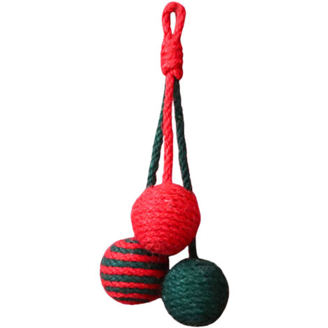 Sisal Ball Hanging Cat Toy with Built in Sound Stone Scratch Resistant Interactive Hanging Cat Ball Toys for Boredom Relief and Exercise Red Hanging Rope