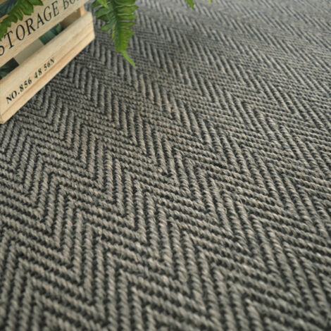 Sisal - Maya Chevron - Anthracite - Rouleau de 4m x 3m