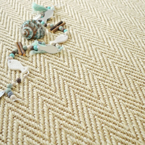 Sisal - Maya Chevron - Blanchi - Rouleau de 4m x 3m